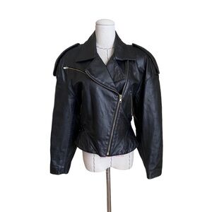 Vintage 80s North Beach Leather Black Motorcycle Biker Jacket